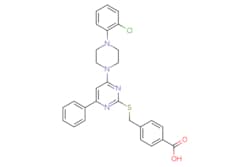 eMolecules​&nbsp;Ambeed / 4-(((4-(4-(2-Chlorophenyl)piperazin-1-yl)-6-phenylpyrimidin-2-yl)thio)methyl)benzoic acid / 1mg / 761686206 / A1157030 /  / 1043854-13-2 / [null] / 517.040 / C28H25ClN4O2S