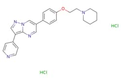 eMolecules​&nbsp;Ambeed / 6-(4-(2-(Piperidin-1-yl)ethoxy)phenyl)-3-(pyridin-4-yl)pyrazolo[15-a]pyrimidine dihydrochloride / 5mg / 525128250 / A213616 /  / 1219168-18-9 / MFCD11112197 / 472.410 / C24H27Cl2N5O