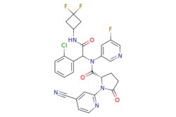 eMolecules​ Synthonix / 2-(2-chlorophenyl)-2-1-[(2S)-1-(4-cyanopyridin-2-yl)-5-oxopyrrolidin-2-yl]-N-(5-fluoropyridin-3-yl)formamido-N-(33-difluorocyclobutyl)acetamide / 50mg / 786490492 / AC79881 /  / 1448346-63-1 / MFCD29044889 / 582.970 / C28H22ClF3N6O3