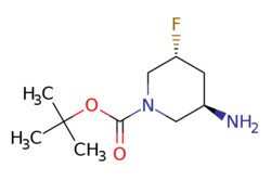 eMolecules​&nbsp;Pharmablock / tert-butyl (3R5R)-3-amino-5-fluoropiperidine-1-carboxylate / 25mg / 551145590 / PBS63419 / 0.000 / 1932247-39-6 / [null] / 218.272 / C10H19FN2O2