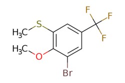 eMolecules​&nbsp;AOBChem USA / (3-Bromo-2-methoxy-5-(trifluoromethyl)phenyl)(methyl)sulfane / 250mg / 716954387 / 67590 /  / 2706345-47-1 / [null] / 301.120 / C9H8BrF3OS