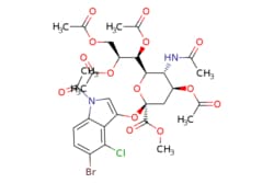 eMolecules​&nbsp;ChemScene / (1S2S)-1-((2R3R4S6S)-3-acetamido-4-acetoxy-6-((1-acetyl-5-bromo-4-chloro-1H-indol-3-yl)oxy)-6-(methoxycarbonyl)tetrahydro-2H-pyran-2-yl)propane-123-triyl triacetate / 25mg / 714102350 / CS-0005771 / 0.000 / 153248-53-4 / [null] / 761.960 / C30H34BrClN2O14