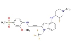 eMolecules​&nbsp;Synthonix / N-[(3S4R)-3-fluoro-1-methylpiperidin-4-yl]-2-3-[(4-methanesulfonyl-2-methoxyphenyl)amino]prop-1-yn-1-yl-1-(222-trifluoroethyl)indol-4-amine / 2mg / 794075962 / AC80829 /  / 2636846-30-3 / [null] / 566.620 / C27H30F4N4O3S