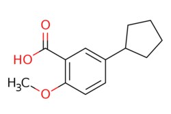 eMolecules​&nbsp;AOBChem USA / 5-Cyclopentyl-2-methoxybenzoic acid / 250mg / 768963902 / 61155 /  / 1784029-60-2 / [null] / 220.268 / C13H16O3