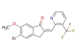 eMolecules​&nbsp;1675207-05-2 | 5-Bromo-6-methoxy-2-(3-trifluoromethyl-pyridin-2-ylmethylene)-indan-1-one | J&W PharmLab LLC398.179 | C17H11BrF3NO2 | 96.000 | COc1cc2C(=O)\C(Cc2cc1Br)=C/c1ncccc1C(F)(F)F | 50mg | 746318890