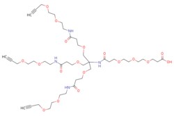 eMolecules​&nbsp;Broadpharm / Tri-(Propargyl-PEG2-ethoxymethyl)-methane-amido-PEG3-carboxylate / 50mg / 603111830 / BP-25656 / 98.000 /  / [null] / 945.070 / C44H72N4O18