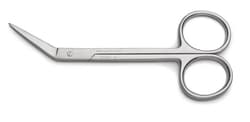World Precision Instrument Angled Scissors, 11.5 cm, Angled, Serrated,