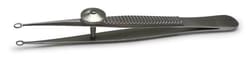 World Precision Instrument Ring Tipped Forceps, 10cm, Straight, 2.2mm ID,