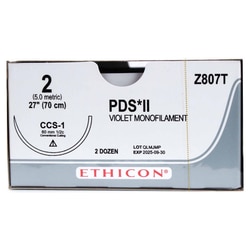 Med Vet International Ethicon Pds Ii Polydioxanone Suture, Size 2, CCS-1, 27in, Violet, 24/Box