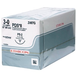 Med Vet International Ethicon PDS II Suture, Size 3-0, PS-2, 18"", Clear,