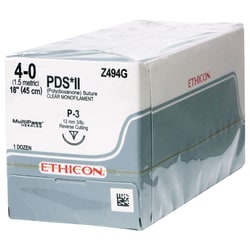 Med Vet International Ethicon PDS Suture 4-0, P-3 needle, 18"", Clear,