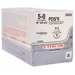Med Vet International Ethicon PDS Suture 5-0, P-3 needle, 18"", Clear,