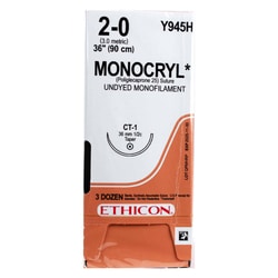 Med Vet International Ethicon Monocryl Poliglecaprone 25 Suture, Size 2-0,