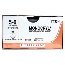 Med Vet International Ethicon Monocryl Poliglecaprone 25 Suture, Size 5-0,