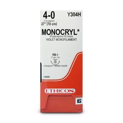 Med Vet International Ethicon Monocryl Suture, Size 4-0, RB-1, 27"", 36/Box,