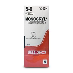 Med Vet International Ethicon Monocryl Suture, Size 5-0, RB-1, 27"", 36/Box,