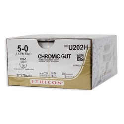Med Vet International Ethicon Chromic Gut Suture, Size 5-0, RB-1, 27in, Undyed, 36/Box