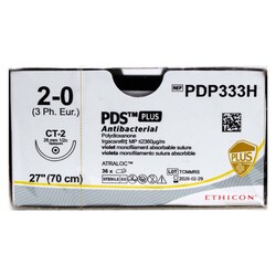 Med Vet International&nbsp;Ethicon Pds Plus Antibacterial Suture, Size 2-0, CT-2, 27in, Violet, 36/Box