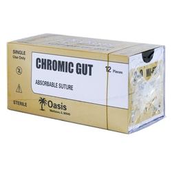 Med Vet International Oasis Chromic Gut Suture, Size 2-0, with NFS-1 Needle, 12/Box, Veterinary Use Only
