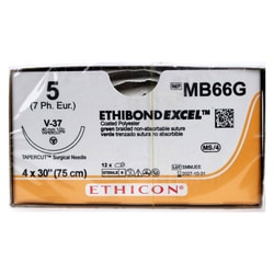 Med Vet International Ethicon Ethibond Excel Polyester Suture, Size 5, V-37, 30in, Green, 12/Box