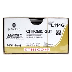 Med Vet International&nbsp;Ethicon Chromic Gut Suture, Size 0, No Needle, 54in, Undyed, 12/Box