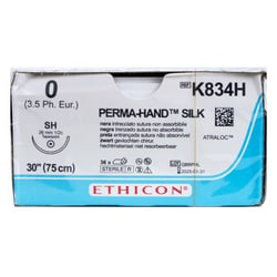 Med Vet International Ethicon Permahand Silk Suture, Size 0, SH, 30in, Black, 36/Box