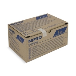 Med Vet International Nipro Tuberculin Syringe, 1mL, Luer Slip, 100/Box,