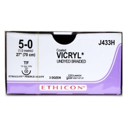 Med Vet International Ethicon Vicryl Polyglactin 910 Suture, Size 5-0,