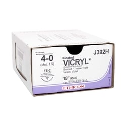 Med Vet International Ethicon Vicryl Suture, Size 4-0, FS-2, 18"", 36/Box,