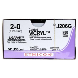 Med Vet International&nbsp;Ethicon Vicryl Polyglactin 910 Suture, Size 2-0, LIGAPAK REEL, 54in, Violet, 12/Box