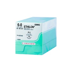 Med Vet International Ethicon Ethilon, 6-0 Nylon Suture, 18in P-3, 12/Box,