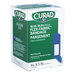 Med Vet International Food Service Adhesive Bandages, 3/4" x 3", Blue,