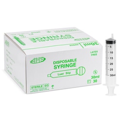 Med Vet International&nbsp;AHS Syringe, 30mL, Luer Slip, 30/Box, AH30S