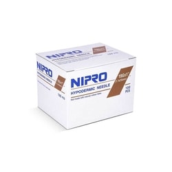 Med Vet International Nipro Needle, 19G X 1"", Hypodermic, 100/Box, AH+1925,