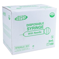 Med Vet International&nbsp;AHS 3cc Luer Lock Syringe and Needle with 25G X 1.5in Needle, 100/Box | Med-Vet International