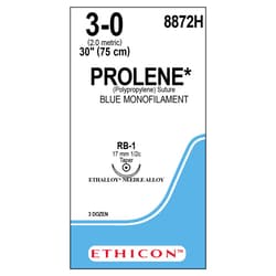 Med Vet International Ethicon Prolene 3-0, RB-1, 30in, Blue, 36/Box, Quantity: