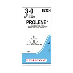 Med Vet International Ethicon Prolene Polypropylene Suture, Size 3-0, SH, 30in, Blue, 36/Box