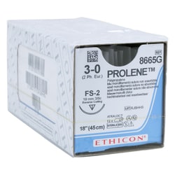 Med Vet International Ethicon Prolene Polypropylene Suture, Size 3-0, FS-2,