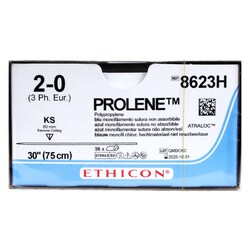 Med Vet International Ethicon Prolene Polypropylene Suture, Size 2-0, KS, 30in, Blue, 36/Box