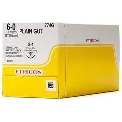 Med Vet International Ethicon Plain Gut 6-0, G-1 needle, 18in, 12/bpx