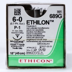 Med Vet International Ethicon Ethilon Nylon Suture, Size 6-0, P-1, 18in, Black, 36/Box