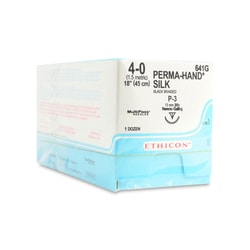 Med Vet International&nbsp;Ethicon Permahand Silk Suture, Size 4-0, P-3, 18