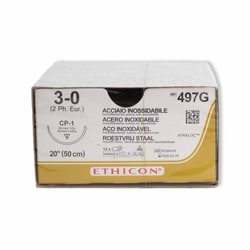 Med Vet International Ethicon Surgical Steel Suture, Size 3-0, CP-1, 20in,