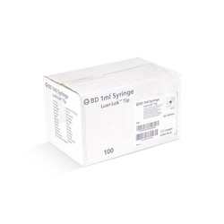 Med Vet International BD Syringe, 1mL, Luer Lock, 100/Box, 309628, Quantity: