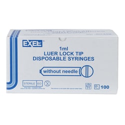 Med Vet International Exel Syringes, 1mL Luer Lock, 100/Box, Quantity: