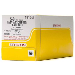 Med Vet International Ethicon Plain Gut Suture 5-0, PC-1 needle 18"" Fast