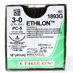 Med Vet International Ethicon Ethilon Nylon Suture, Size 3-0, PC-5, 18in,
