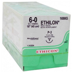 Med Vet International Ethicon Ethilon Nylon Suture 6-0, P-3 needle, 18in,