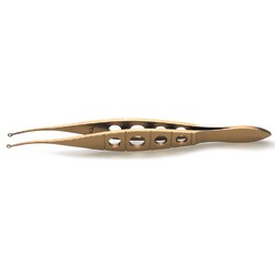 World Precision Instrument&nbsp;Perone Lasik Forceps, 10.8cm, Curved, 2mm OD Rings, Titanium