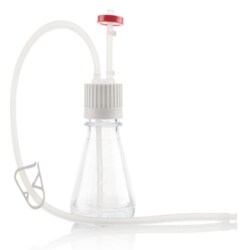 Foxx Life Sciences EZBiopure Flask Assembly, 250mL, 38-430 mm Cap, PolyCarbonate (PC) Flat Base Flask with, EZBioWeld Tubing and AseptiQuik S, 10/CS